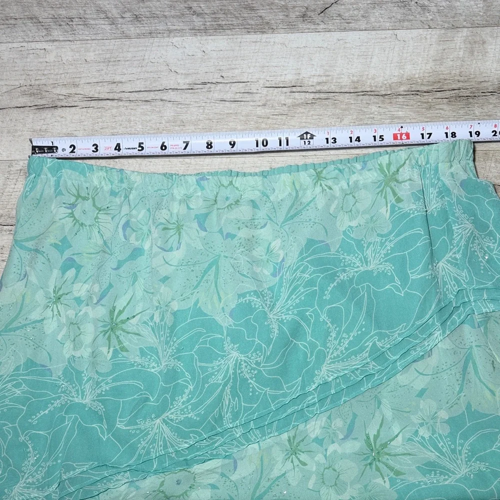 Adrianna Papell Mint Floral High Low Skirt Vintage Size 22W - Picture 3 of 8